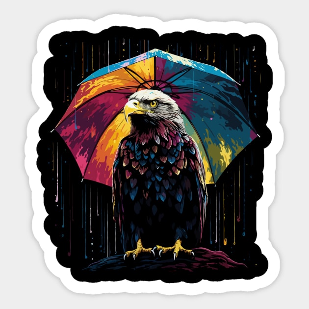 Eagle Rainy Day With Umbrella Sticker by JH Mart